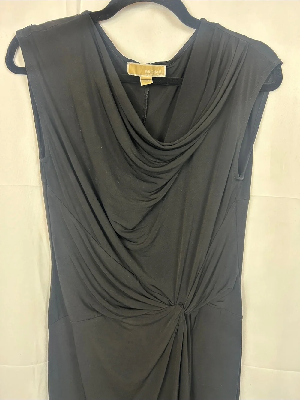 MICHAEL Michael Kors Black Draped Knot Midi Dress